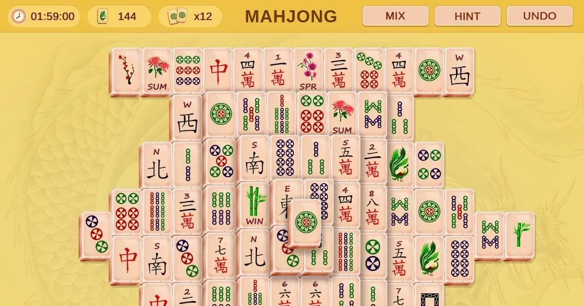 Mahjong Solitaire bắt nguồn từ 1 trò chơi kinh điển của Trung Quốc